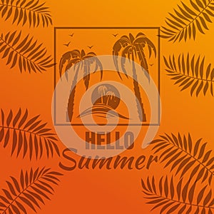 Marine design. Hello summer. Vector summer card