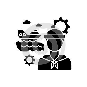 Marine engineer black glyph icon