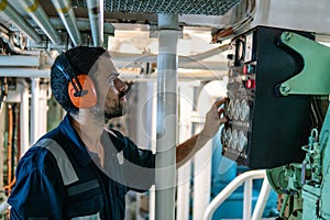 Marine engineer officer working in engine room