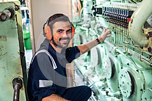 Marine engineer officer working in engine room