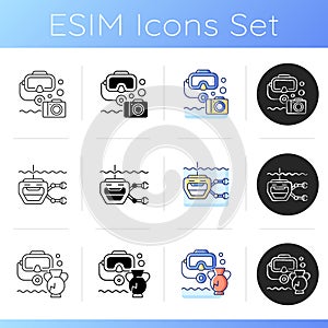 Marine exploration icons set