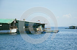 Marine fish farm in Vietnam. Floating houses