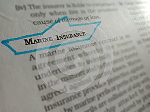 marine insurance transportation related terminology displayed on paper page photo