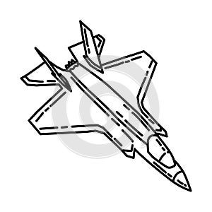 Marine Jet Fighter Icon. Doodle Hand Drawn or Outline Icon Style
