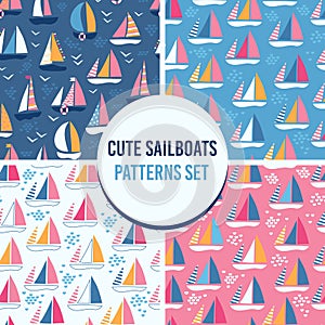 marine kids prints with sailboats set