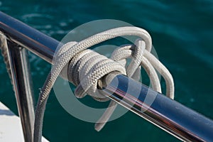 Marine knot on a boat railing