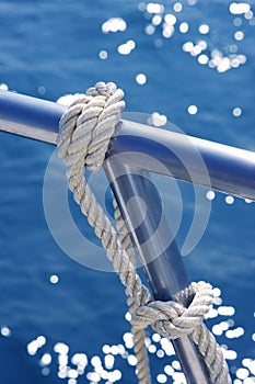 Marine knot detail stainless steel boat railing photo