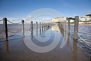 Marine Lake walkway at high tide,Weston Super Mare, Somerset
