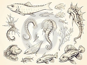 Marine life doodles