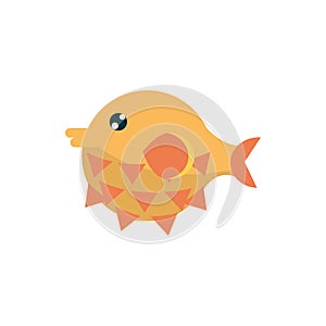 Marine life, globefish cartoon sea fauna animal
