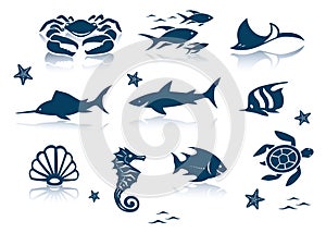 Marine life icon set