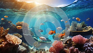 Marine Life Landscape - the ocean and underwater world with different inhabitants.