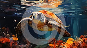 Marine life vs microplastic pollution: a visual narrative. Created with Generative AI