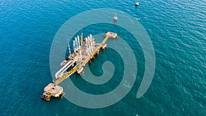 Marine loading arm on platform transfer of all oil and gas petrochemical fluids and liquefied between tanker ship vessel and shore