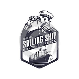 Marine logo. Sailing ship