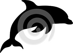 Marine mammal dolphin. Funny cute dolphin jumps out of the water. Silhouette vector