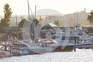 marine with motor and sail boats