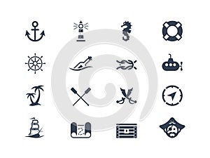 Marine and nautical icons photo