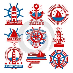 Marine and nautical logo templates or heraldic symbols.