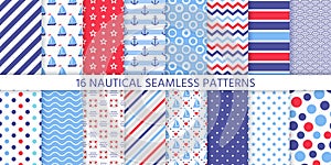 Marine nautical seamless pattern. Vector illustration. Sea backgrounds