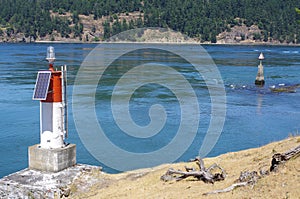 Marine navigation lights powered by photoelectric cells photo