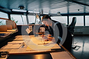 Marine navigational officer during navigational watch on Bridge