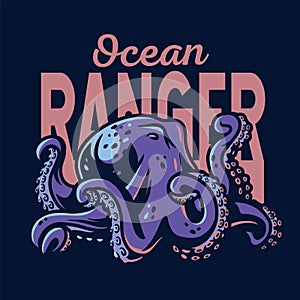 Marine octopus or kraken. Nautical sea devil