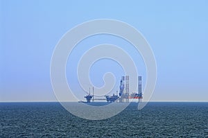 Marine Oil platform. Summer seascape