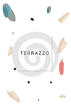 Marine and Peach Terrazzo Wall Vector White