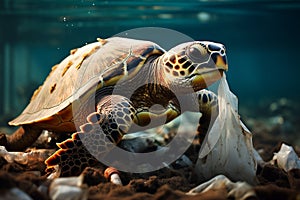 Marine peril Plastic pollution endangers sea turtles and ocean environments