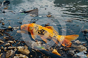 Marine pollution harming ecosystems causing extinction of rare fish species. Concept Environmental