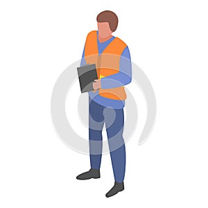 Marine port watcher man icon, isometric style photo