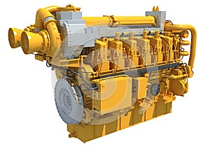 Marine Propulsion Engine for Ships, Yachts and Boats 3D rendering