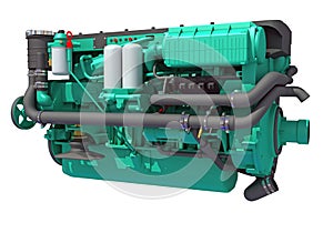 Marine Propulsion Engine for Ships, Yachts and Boats 3D rendering