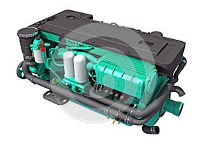 Marine Propulsion Engine for Ships, Yachts and Boats 3D rendering