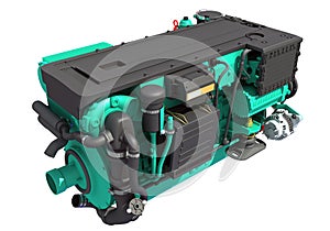 Marine Propulsion Engine for Ships, Yachts and Boats 3D rendering