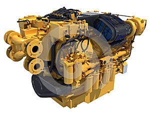Marine Propulsion Engine for Ships, Yachts and Boats 3D rendering