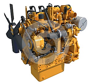 Marine Propulsion Engine for Ships, Yachts and Boats 3D rendering