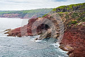 Marine red folded rocks in Ben Boyd National Park