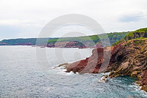 Marine red folded rocks in Ben Boyd National Park