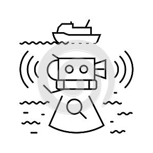 marine research expeditions line icon vector illustration