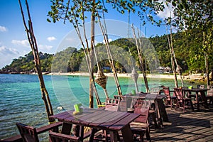 Marine restaurant on the beach. Koh Phangan