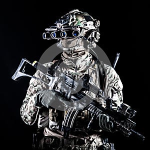 Marine rider with rifle and night vision goggles