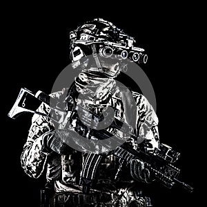 Marine rider with rifle and night vision goggles