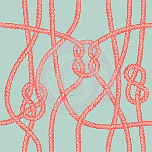 Marine rope knot seamless pattern.