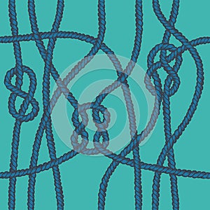 Marine rope knot seamless pattern.