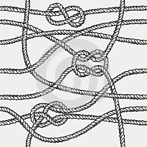 Marine rope knot seamless pattern.