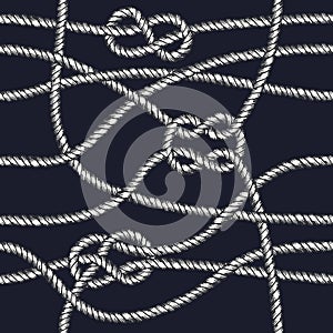 Marine rope knot seamless pattern.