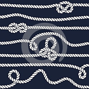 Marine rope knot seamless pattern.