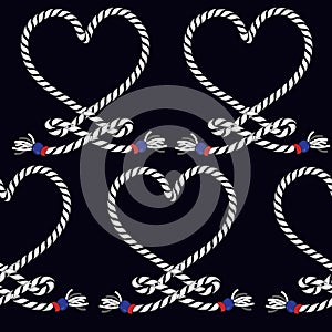 Marine rope knot seamless pattern. Endless navy illustration wit